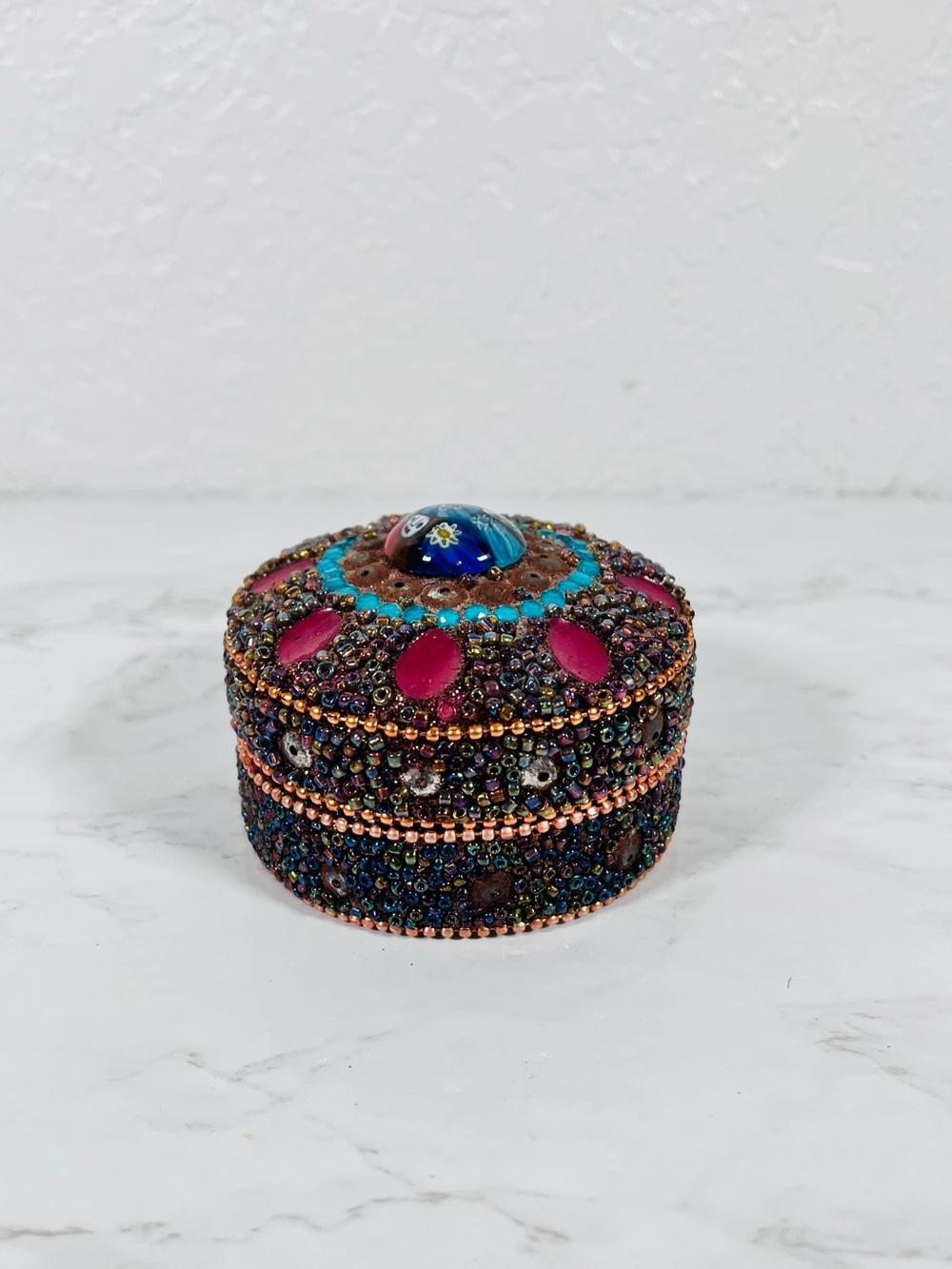 2 Jeweled Tin Trinket Boxes - Picture 3 of 11